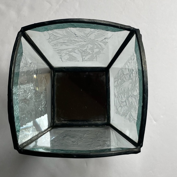 ARTISAN Hand Made Candle Holder Beveled Frosted Etched Glass Mirror Bottom - Picture 7 of 12